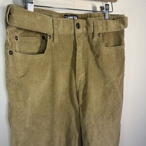 Lands End Pants Mens Size 31x32 Square Rigger Tan Corduroy Hidden Elastic‎ Waist